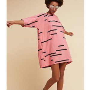 UZI NYC graphic tunic dress rose broken stripe